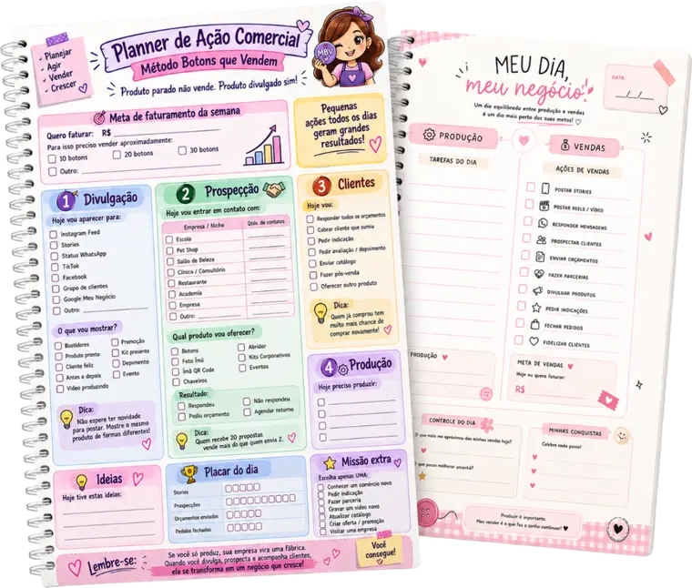 Planner de Ação Comercial do Método Botons que Vendem